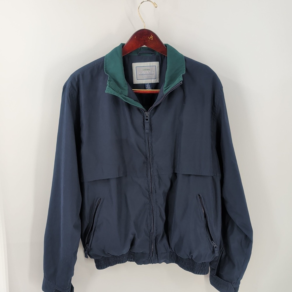 Summit Essential Winter Comfort Full Zip Fleece Jacket Teal Green Navy‎ Blue L